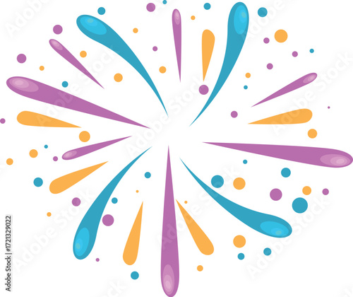 Colorful fireworks exploding against a white background, creating a festive and celebratory atmosphere