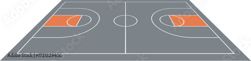 Basketball court showing center lines, hoops, keys, and free throw line