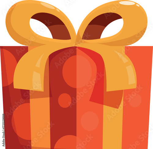 Festive gift box wrapped in red and orange paper with a yellow bow, perfect for birthdays, holidays, or any special occasion