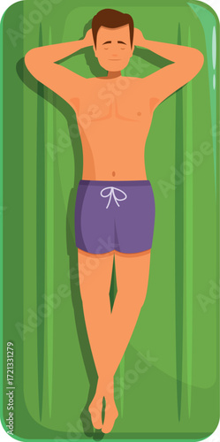 Tourist resting on inflatable mattress in swimming pool, enjoying summer vacation