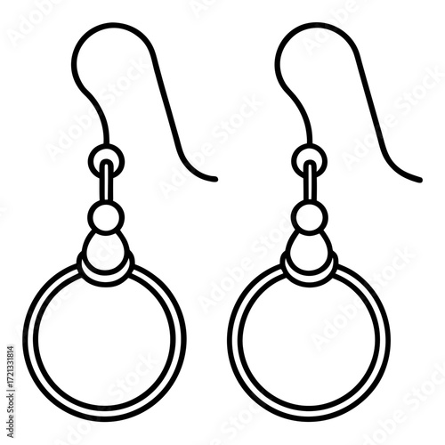 Pearl Dangle Earrings line art vector