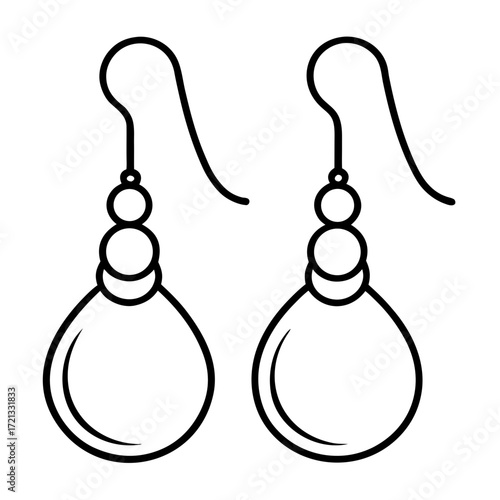 Pearl Dangle Earrings line art vector