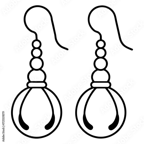 Pearl Dangle Earrings line art vector