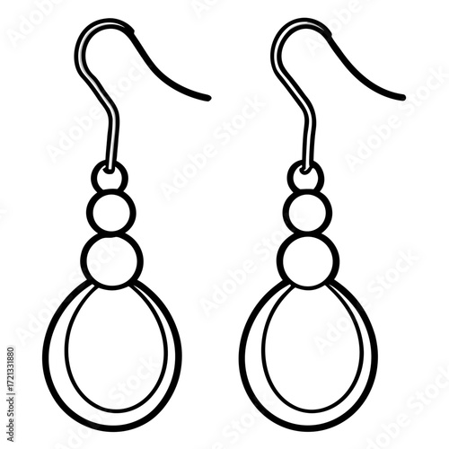 Pearl Dangle Earrings line art vector