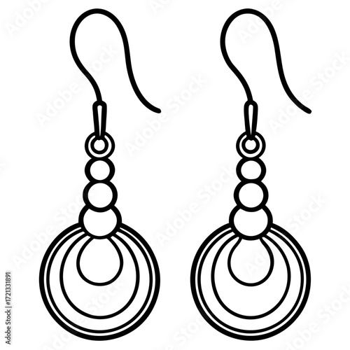 Pearl Dangle Earrings line art vector