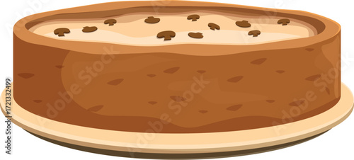 Whole mushroom cake on a plate, representing baking, dessert, and culinary skills