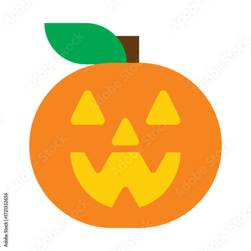Pumpkin carving halloween flat icon vector