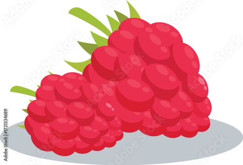 Ripe raspberries with vibrant colors and detailed textures, perfect for food and health related projects