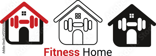 Home fitness gym workout exercise house dumbbell weightlifting logo design