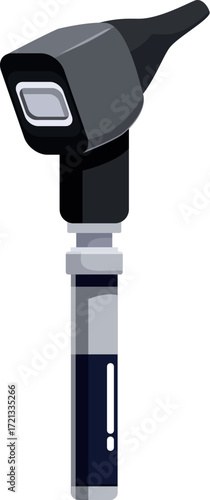 Otoscope illuminating ear canal for examination, facilitating ear check up and diagnosis