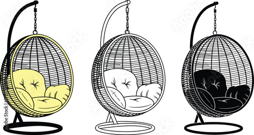 Hanging egg chair vector illustration furniture home decor idea