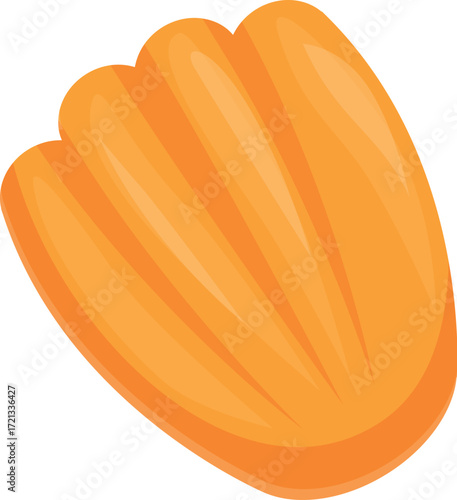Golden, shell shaped madeleine, a small sponge cake, embodying french culinary tradition