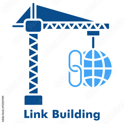 Link Building Icon in Two Color Glyph Style