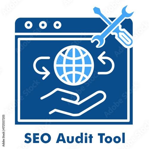 SEO Audit Tool Icon in Two Color Glyph Style