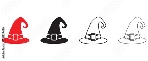 Halloween Witch Hat vector icon, witch hat vector, silhouette, line art
