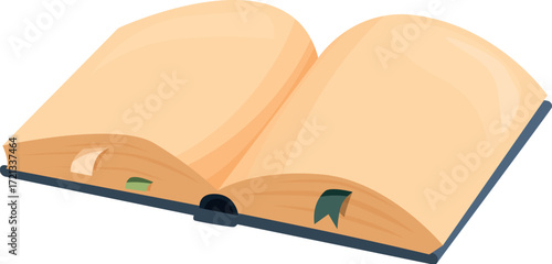 Open book with blank pages and bookmarks invites readers to explore the world of knowledge and imagination