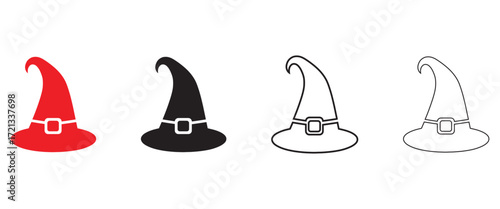 Halloween Witch Hat vector icon, witch hat vector, silhouette, line art