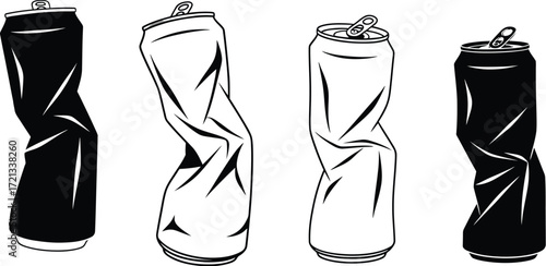Crushed aluminum cans recycling concept vector illustration