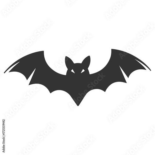 Silhouette of a bat with spread wings, Halloween theme.