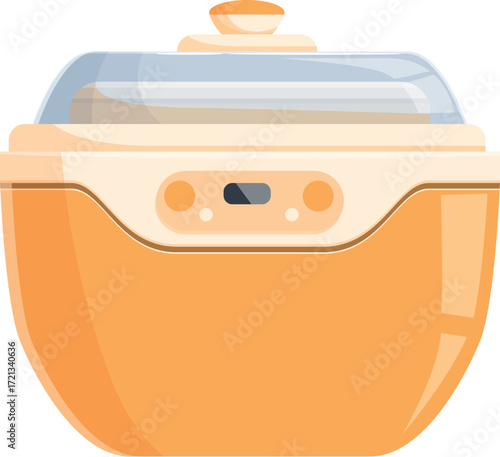 Modern electric multi cooker steaming food, kitchen appliance for healthy cooking