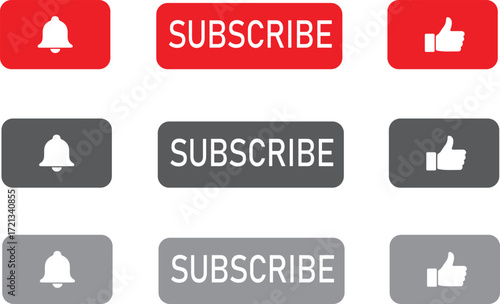 Subscribe Button with Like and Notification Bell | Social Media Engagement Call to Action for Video Content and Marketing Promotion