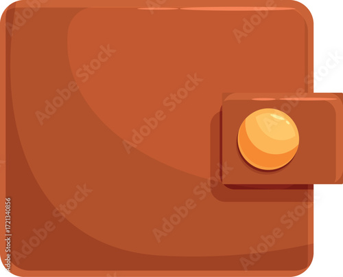 Closed brown leather wallet with golden button suggesting savings, finance, and personal finance management