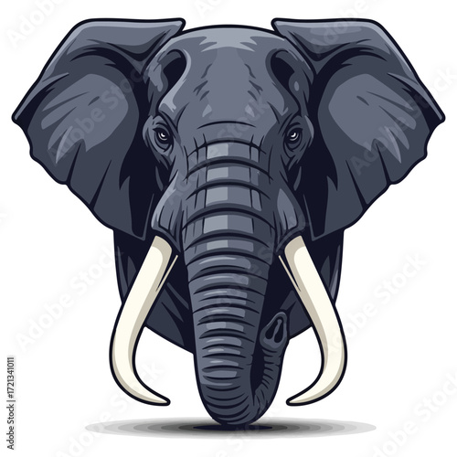 Majestic Elephant Head Portrait - A Detailed Illustration.