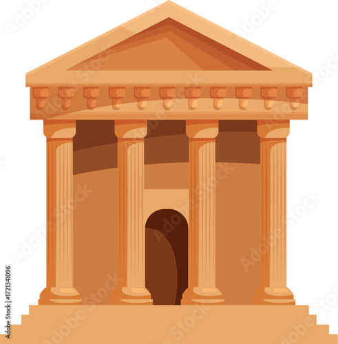 Ornate temple with columns and pediment representing classical greek architecture, ideal for projects related to history, culture, or travel