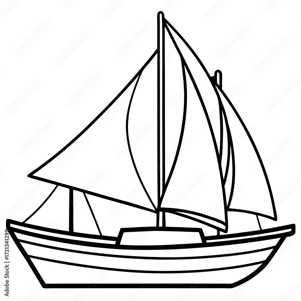 Obraz premium Classic Sailboat Line Art Vector