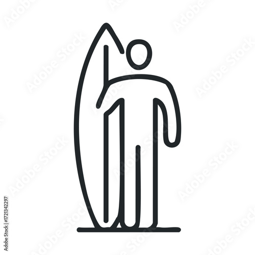 Surfer standing with surfboard ready for action on the beach