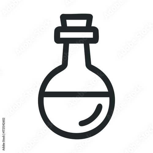 Scientific glass flask with liquid for laboratory experiments