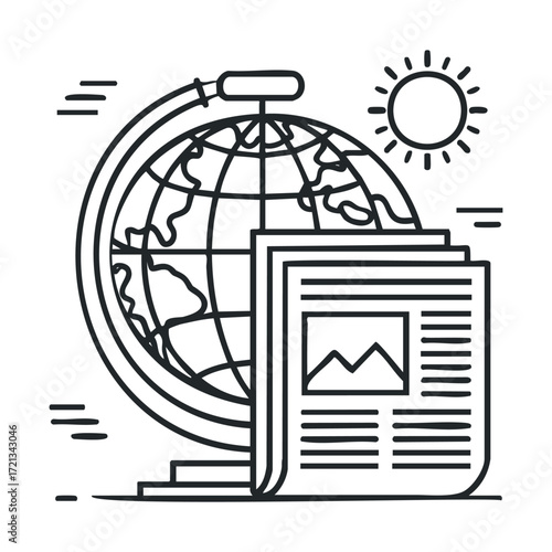 Globe and news a modern illustration for education and travel