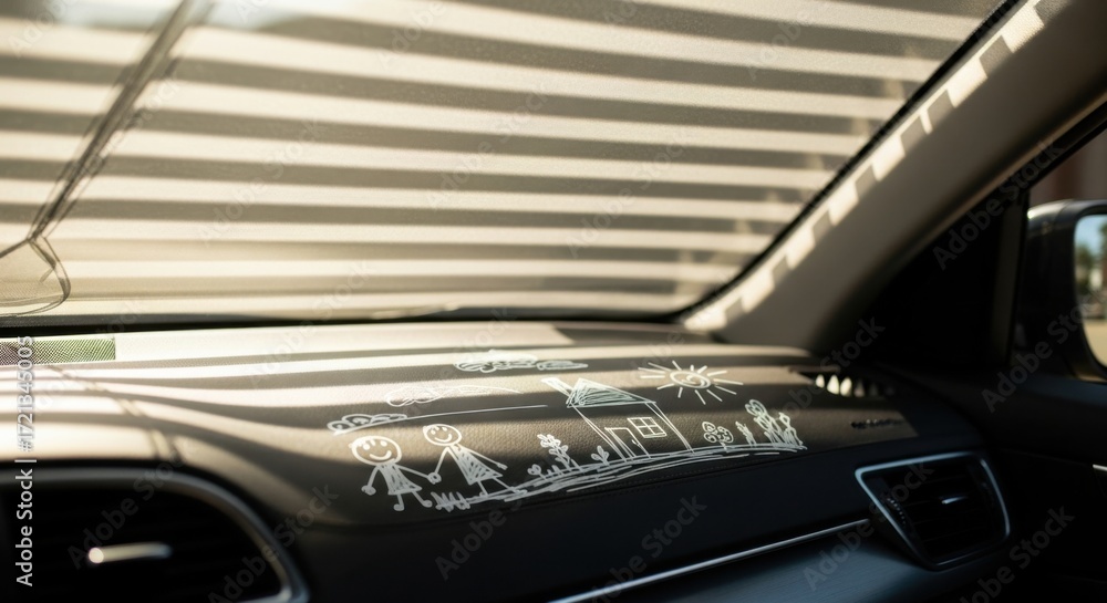 Obraz premium Cute Family Car Dashboard Sticker Decor Enhances Interior Ambiance