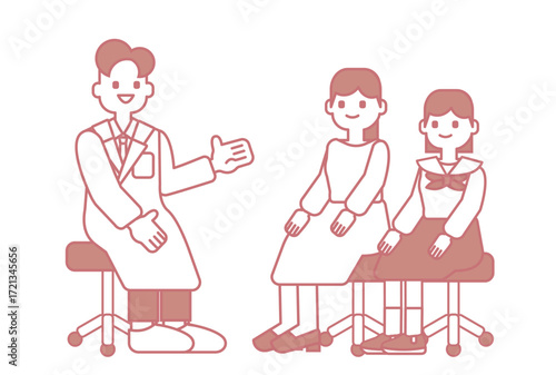 医師の説明を受ける母親と中高生の女の子