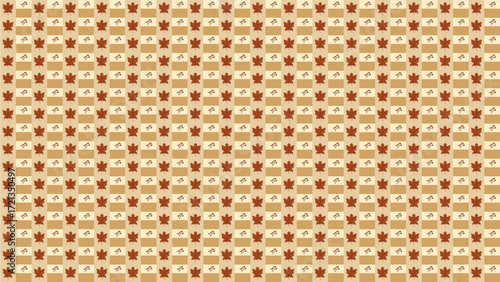 Checkered Pattern With Autumn Fall Leaf 
