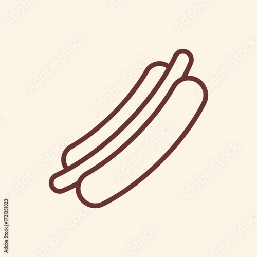 Craving a delicious snack? A simple hotdog line art icon perfect for menus, social media, and fun food-related designs, ready to grab attention!