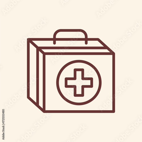 Minimalist first aid kit illustration symbolizes health, safety, and preparedness in emergencies, perfect for healthcare websites and medical campaigns