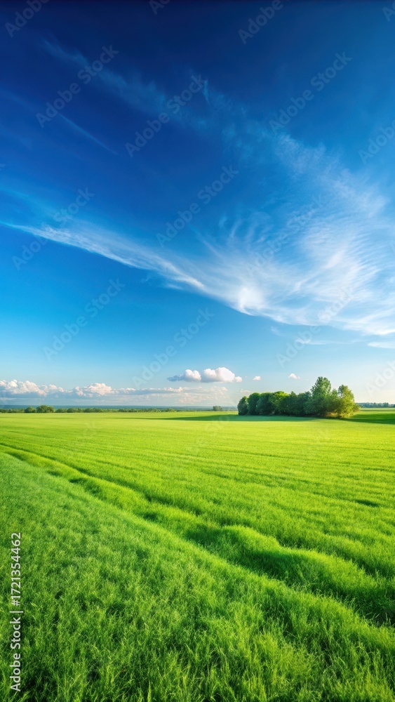Fototapeta premium field in open landscape with clear blue sky