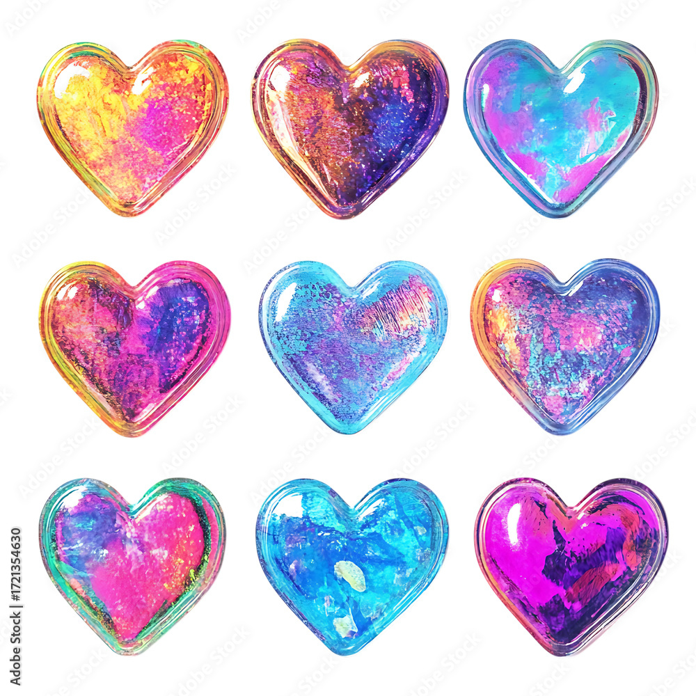 Fototapeta premium Heart shape hologram sticker png