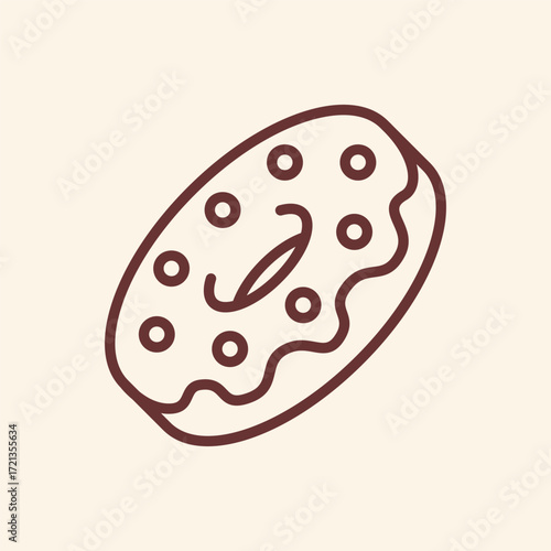 Delicious donut outline on a cream background, perfect for menus, social media, and fun food designs that bring a smile to your audience