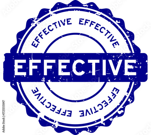 Grunge blue effective word round seal stamp on white background