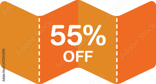 Orange coupon with fifty five percent off message