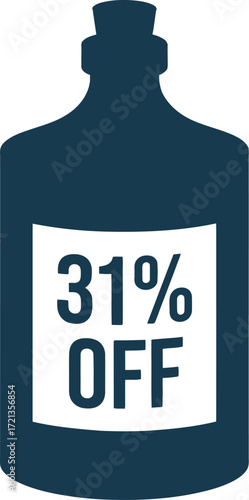 A blue bottle with a thirty one percent off label