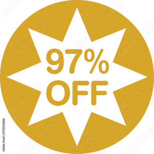 A ninety seven percent off promotion in yellow