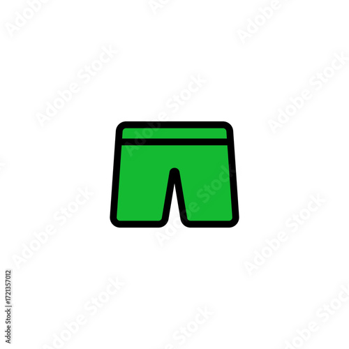 green shorts icon. simple flat sport pants illustration design clothing symbol casual wear activewear fashion graphic element