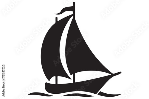 Sail boat logo silhouette vector design sailboat sailing ship outline minimal vector illustration
