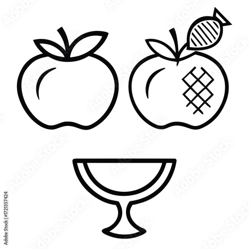Rosh hashanah symbols featuring apples and honey
