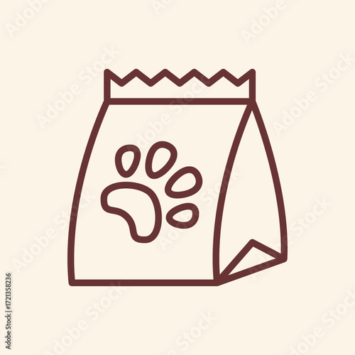 Modern dog food packaging design with paw print icon for pet care brands and veterinary clinics needing eye-catching visuals on social media