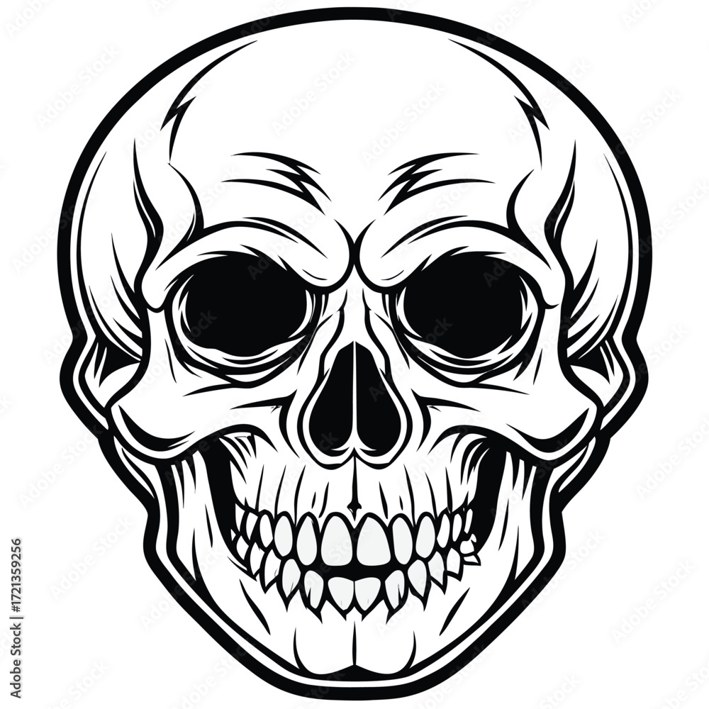 Obraz premium Detailed skull illustration in black and white