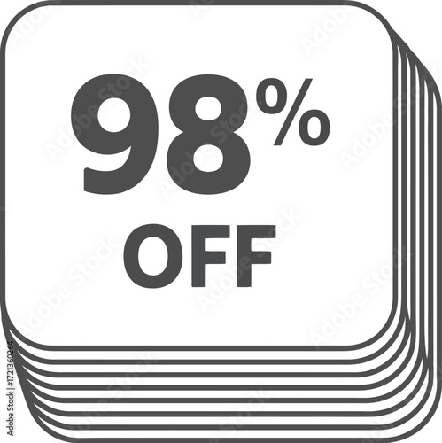 A square stack displaying ninety eight percent off